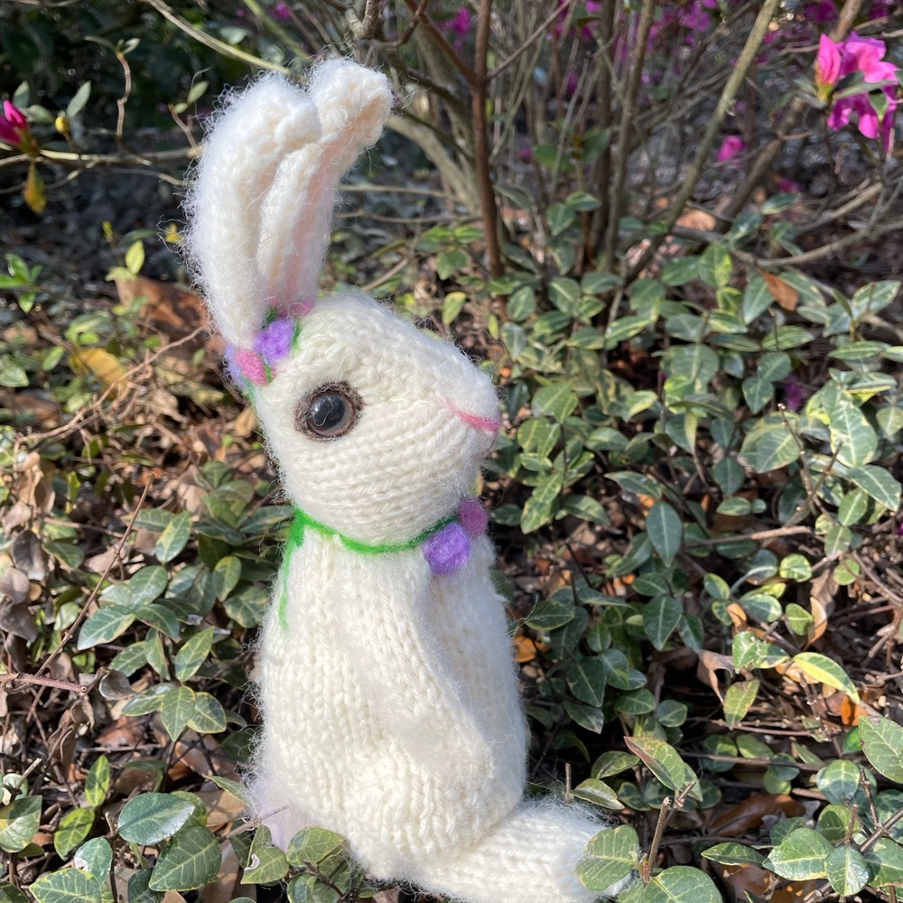 Hand crafted knit and needle felted bunny rabbit unique original handmade - Picture 3 of 16